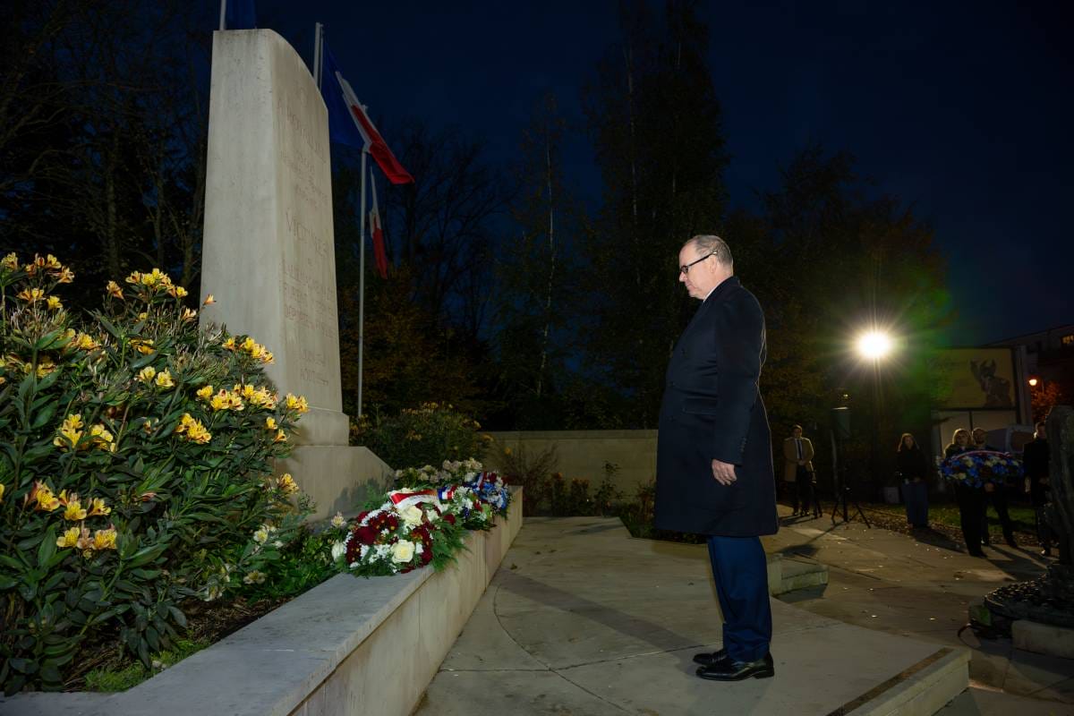 Prince Albert II and Pierre Casiraghi honour Remembrance Day in Compiègne