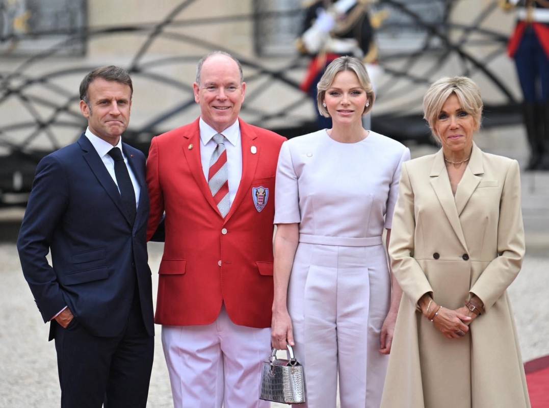 Prince Albert II and Princess Charlène with Emmanuel Macron and Brigitte Macron