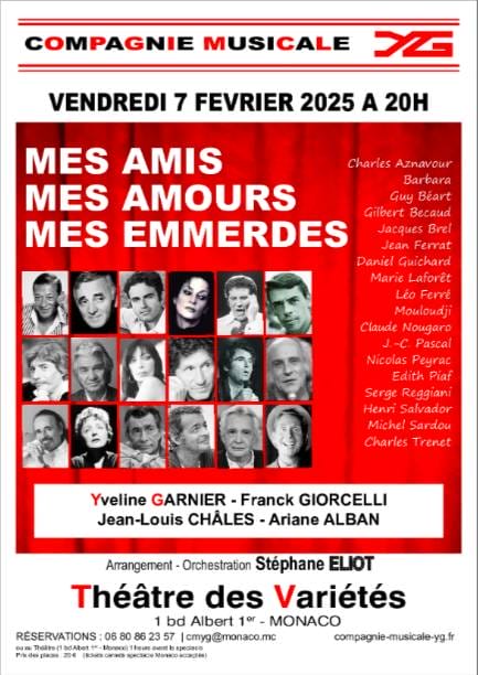 Spectacle: "Mes amis, mes amours, mes emmerdes"